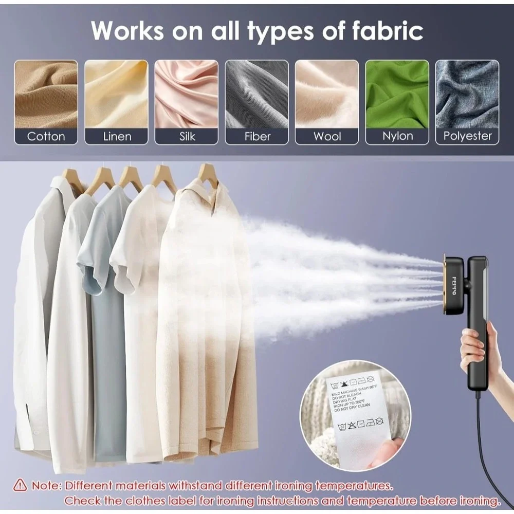 FEPPO Travel Steamer for Clothes, 110-240V Dual Voltage Portable Steamer & Iron